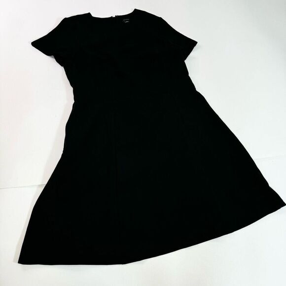 Ann Taylor Dress Womens 16 Black Short sleeve A Line Flare Crewneck Mature - Picture 1 of 11